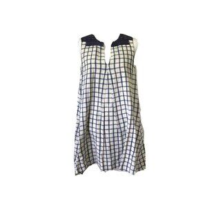 Madewell Cream & Blue Embroidered Linen Sunray  Shirt Dress A Line Small